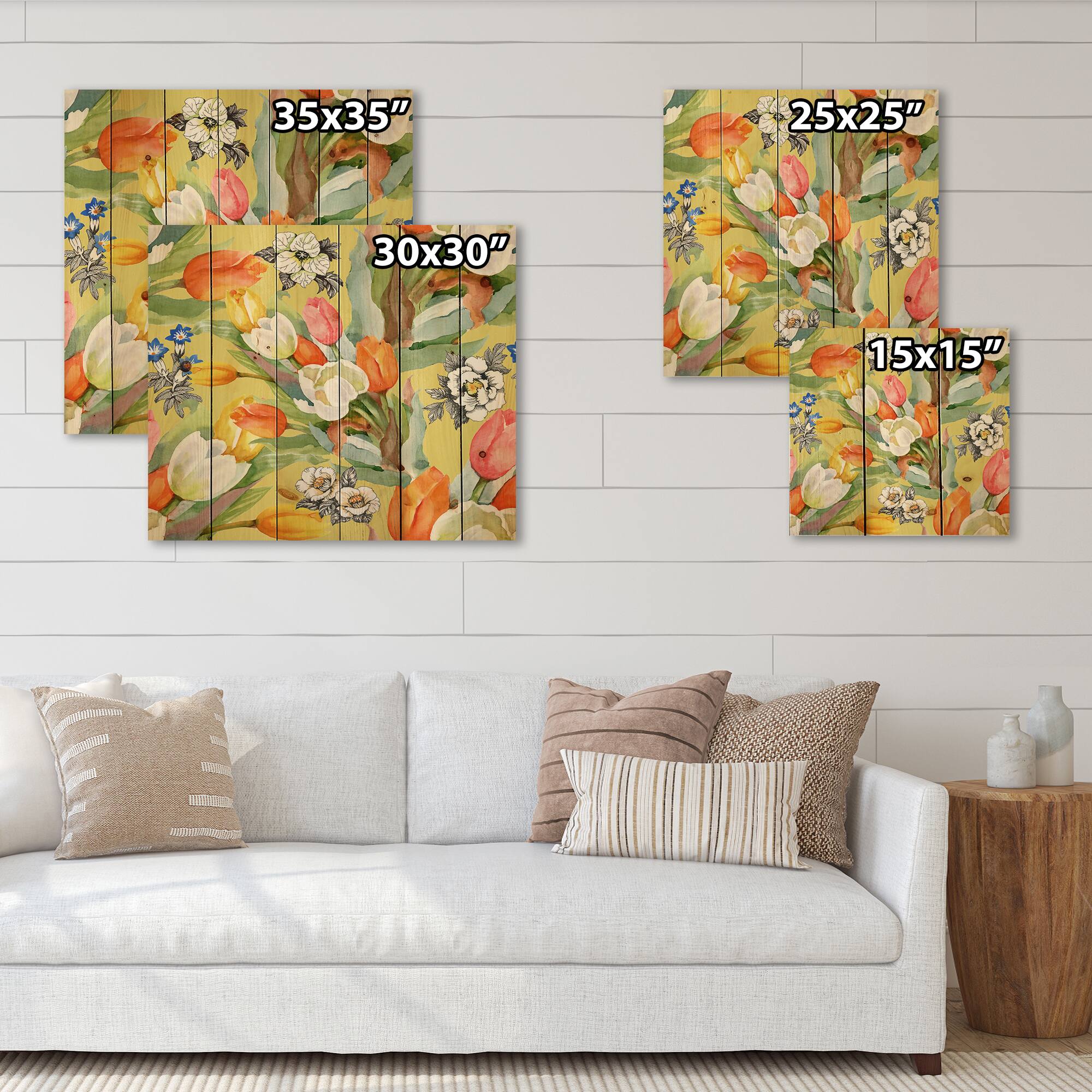 Designart - Blooming White and Orange Tulips I